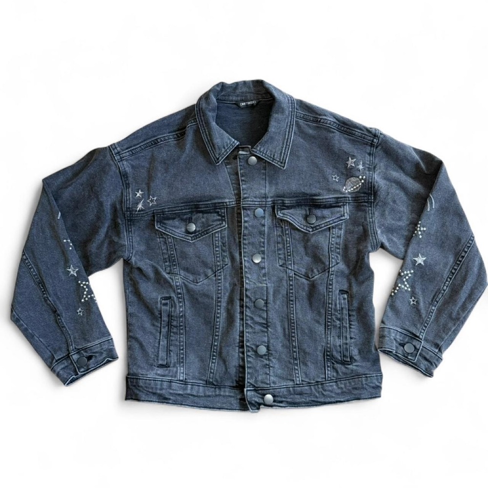 Black Oversized Driftwood Denim Jacket Size Small